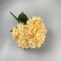 Buket Hydrangea Lima Kepala Berkualitas Tinggi Daun Besar Bunga Hydrangea Biru Putih Dekorasi Pernikahan Buatan