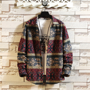 Chemises en Coton de Haute Qualité Imprimées Hawaïennes à Manches Longues Décontractées pour Homme en Gros - Product Image 6