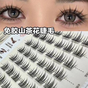 Faux cils style coréen, Camélia Doux, naturels, segmentés, sans colle, bande invisible, cils supérieurs pour débutants - Product Image 1
