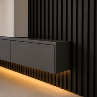 Meuble à chaussures modulaire moderne en chêne pour entrée, système de rangement de luxe pour hall d'entrée avec tiroir à montage au sol et éclairage LED pour buanderie