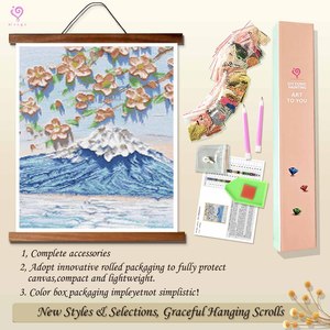 Pintura de Diamantes del Monte Fuji con Flores de Cerezo, Kit de Arte DIY con Diamantes Redondos, Marco Rectangular, Cristales de Estrás, Decoración de Paisaje Japonés - Product Image 4