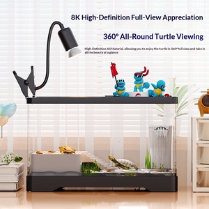 Terrario Trasparente in Plastica per <span class=keywords><strong>Tartarughe</strong></span>, Box da Scrivania per Allevamento con Piattaforma per l'Esposizione al Sole, <span class=keywords><strong>Habitat</strong></span> Anti-Fuga per Rettili - Product Image 2