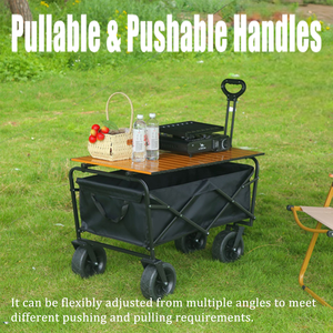 Veelzijdige All-Terrain Opvouwbare Utility <span class=keywords><strong>Wagon</strong></span> Voor Buiten Kamperen Met Verstelbare Handgreep En Opbergvakken - Product Image 3