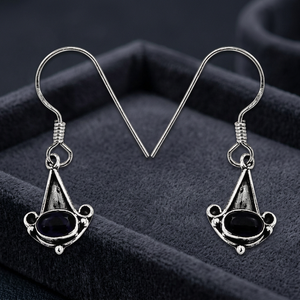 Art Palace Boucles d'oreilles créoles pour femme en onyx noir et argent plaqué, style mode et mariage - Product Image 3