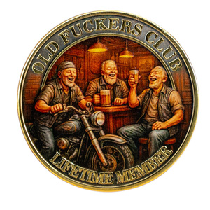Pièce commémorative plaquée antique sur le thème des motards, <span class=keywords><strong>en</strong></span> fer, double face, pour collection, avec inscription 'Anciens Bikers Club' et 'Membre à vie' - Product Image 2