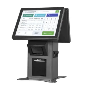 Desktop 15 pollici display interattivo dual Touch Screen Mini Self Service ristorante fast food chiosco con scanner stampante