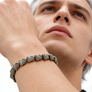 צמיד אופנתי מגנטי משובץ טורקיז טבעי בעיצוב פרפר, מתכוונן, יוניסקס, טרנדי - Product Image 4