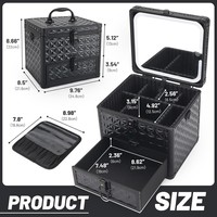 Étui à maquillage en aluminium résistant à l'eau, durable, avec miroir LED, séparateurs réglables, porte-pinceaux, étui cosmétique professionnel