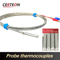 Probe Termokopel Tipe K Tipe E Presisi Tinggi 0‑400°C 0‑600°C Sensor Suhu Baja Tahan Karat probe termokopel
