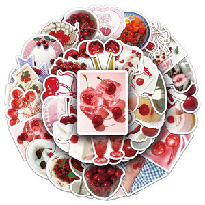 50pcs Usine En Gros <span class=keywords><strong>Stickers</strong></span> <span class=keywords><strong>Muraux</strong></span> Die-cut Vinyle Étanche Personnalisé Cerise LNS Style Autocollants - Product Image 6