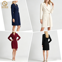 Robe Blazer Midi en Satin à Manches Longues et Ceinture, Élégante et Décontractée, pour Femme, Collection Automne 2026, Fabricant Américain de Vêtements