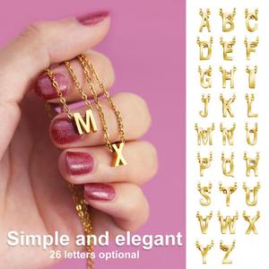 قلادة على شكل 26 حرفًا باللغة الإنجليزية على شكل طوق على شكل طوق للرقبة عصرية مصنوعة من الفولاذ المقاوم للصدأ مع حروف العائلة - Product Image 3