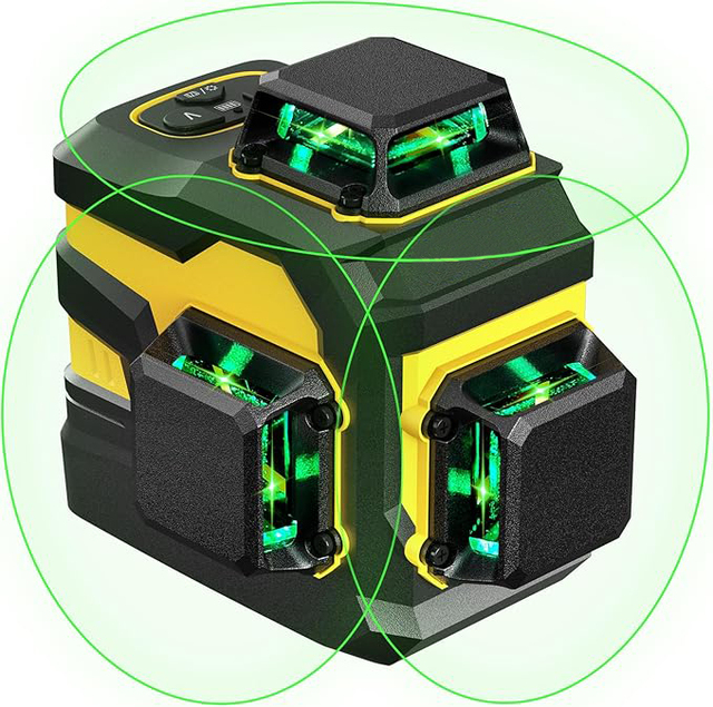 3D Self-Leveling Laser Level 3 360° 12-Beam Green Cross Line for Construction, Picture Hanging & Home Renovation