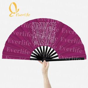 Éventail pliant personnalisé imprimé pour mariage et fête, avec poignée en plastique, en tissu, en stock - Product Image 1