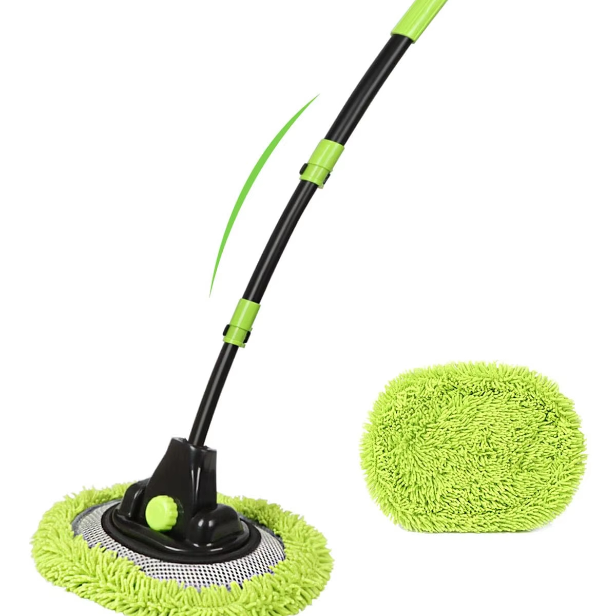 4 Sections Car Wash Brush with 15°Aluminum Alloy Long Handle Telescopic Denser Chenille Microfiber Car Washing Mop for Exterior