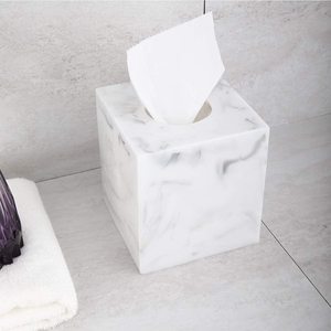 Cubierta de Caja de Pañuelos de Resina Personalizada, Dispensador de Pañuelos Faciales de Papel Cuadrado Moderno, Estuche de Poliresina, Soporte Magnético para Pañuelos - Product Image 2