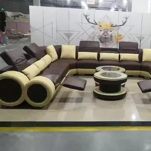 CY Genuine Leather Sofa U Shape Sectional Sofa Set Living Room Furniture Modern Design High Quality King Size Bedroom Furniture