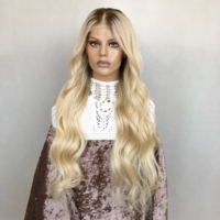 Peluca de Cabello Humano Virgen Europeo con Frente de Encaje, Línea de Cabello Natural, Color Rubio Platino Ombre, Encaje Suizo HD, para Mujeres Blancas