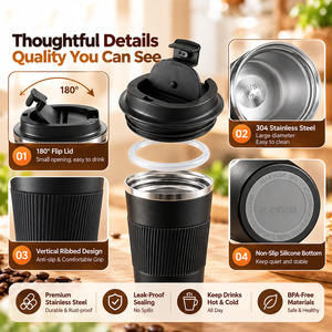 13oz 17oz Popular Style Stainless Steel Coffee Cup Spill Proof Travel Mug with LED Temperature Display Lid Thermos Tumblers - Product Image 2
