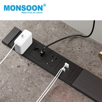 Prise de table encastrée pour meubles de cuisine, dissimulée, avec couvercle coulissant unique et ports USB Type-C
