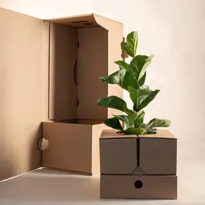Перерабатываемая прочная картонная коробка для больших букетов с поддерживающей внутренней розовой коробкой для доставки цветов