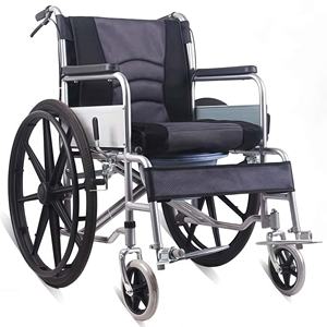 Kursi roda Manual 20 inci, kursi roda besar 20 inci, perlengkapan rehabilitasi portabel dapat dilipat aluminium baja karbon tinggi - Product Image 1