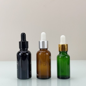 Luxury Skin Care Essential Oil <b>Bottle</b> clear Black Amber Hot Stamping logo 30ml 50ml Serum Glass <b>Dropper</b> <b>Bottle</b> With Aluminum Cap - Product Image 1