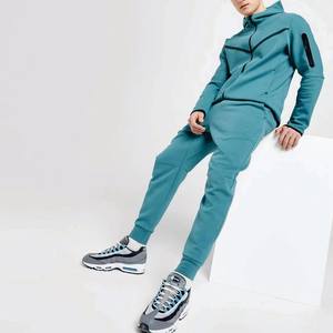 Design Men's Tech <span class=keywords><strong>Fleece</strong></span> Chándal Full Zip Hoodie Joggers Pantalones de chándal Chándal 69% Algodón 31% Poliéster Zinc Azul Tallas grandes - Product Image 2