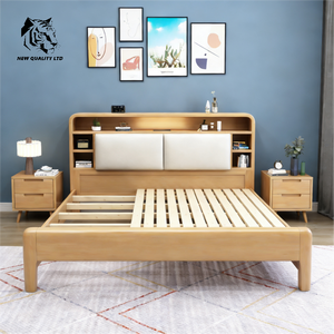 Venta al por mayor de fábrica, precio bajo, personalizado, gran stock listo para enviar, cama tamaño twin, diseño moderno, muebles de dormitorio, cama king size de madera - Product Image 2