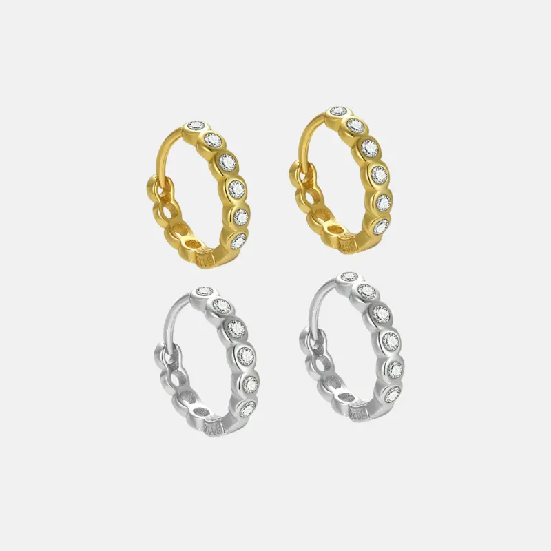 Designer Hoops S925 Sterling Silver Round Cubic Zirconia Earring For Women Wholesale Fine Jewelry