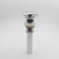 Tapón de Drenaje Vertical Emergente Cuadrado de Latón para Fregadero, con Botón, Desagüe y Superficie Pulida