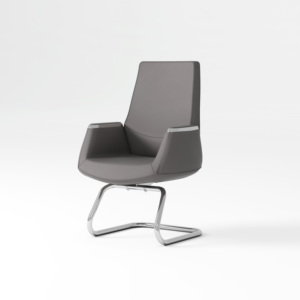 Silla giratoria de cuero marrón ergonómica de estilo nórdico moderno LU, Base de Metal elegante de altura ajustable para sala de estar, estudio, Oficina - Product Image 1