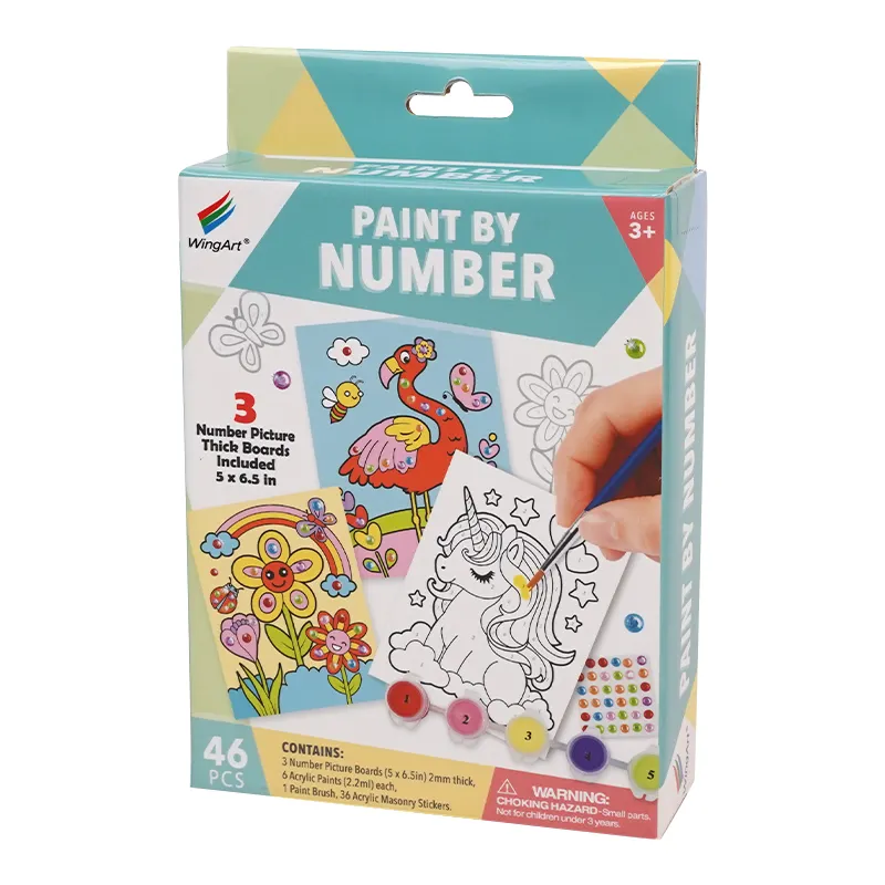 Mais novo serviço de pintura para colorir personalizada OEM kit de pintura infantil em tela com 6 cores por número