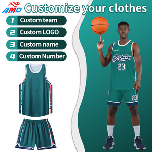 Ensemble d'uniformes de basketball respirants brodés en maille pour jeunes, maillot de basketball réversible pour hommes - Product Image 3