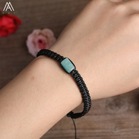 Bracelet simple en cordon noir, perles cylindriques en pierre faites à la main, bijoux de mode
