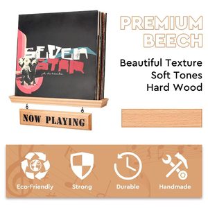 Wooden Record Display Rack <b>Wall</b> <b>Mounted</b> Solid Wood Vinyl Holder American Style Single Layer <b>Shelf</b> For Living Room Storage - Product Image 4