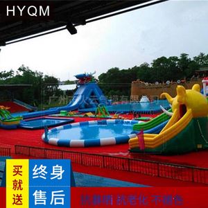 Piscina Inflable con Tobogán, Combo Grande para Exteriores, Circuito de Obstáculos Acuáticos Móvil, Equipo para Parque de Diversiones - Product Image 4