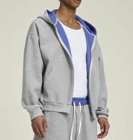 Ensemble de sweat-shirt à capuche court et ample pour homme, style américain, marque de mode, tendance streetwear automne, veste décontractée 100% bambou