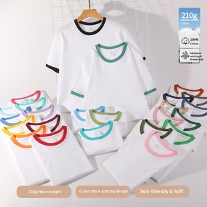 T-<span class=keywords><strong>shirt</strong></span> unisexe à <span class=keywords><strong>manches</strong></span> courtes en coton peigné bicolore, col rond, respirant, anti-humidité, impression personnalisée, publicitaire - Product Image 1
