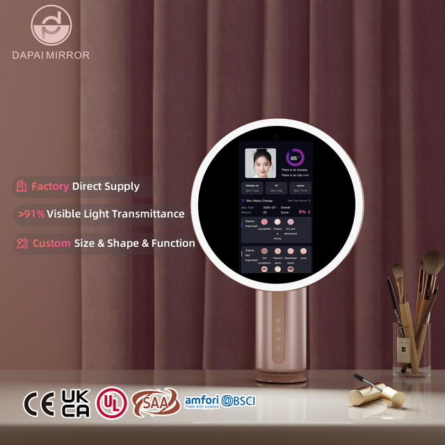Professional 10 Inch Round With 5x Magnetic Magnifying Led AR Virtual Makeup AI Skin Analysis Smart LED Vanity Mirror Lights