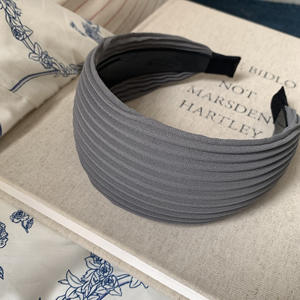 Serre-tête plissé large à rayures en tissu pour femme, accessoire de coiffure - Product Image 5