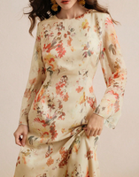 Robe florale imprimée YKD126 pour le printemps et l'été, design traditionnel de la mode musulmane, look décontracté, robe musulmane pour femmes, islamique