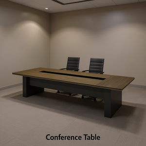 Tavolo da Conferenza in Impiallacciatura di Noce con Gambe in Metallo Grigio Ferro, Rettangolare, Arredamento Ufficio Contemporaneo per 8 Persone, Resistente - Product Image 2