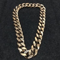 Collier pour homme en plastique doré à maillons épais effet vague d'eau, accessoire de costume, style Rapper Hip Hop années 90, cadeau pour fête Hip Hop, anniversaire