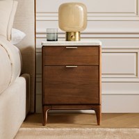 Table de chevet contemporaine en bois durable de luxe léger avec 2 tiroirs et table de nuit pour chambre à coucher