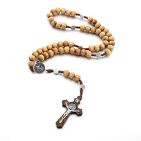 Mijjc — chapelet en bois, style rétro, fait à la main, collier de perles colombiennes, cadeau de vente en gros