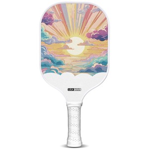 Paleta de Pickleball de Entrenamiento Portátil (16 mm) de Fibra de Carbono T700, Sin Bordes, Personalizada, Aprobada por la USAPA, Original Sunset Bliss, en Oferta - Product Image 1