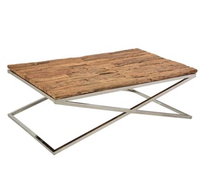 Meilleure Collection Classique de Luxe Contemporaine-Antique : Table Basse Réglable en Bois et Acier Inoxydable pour Salon Domestique - Product Image 2