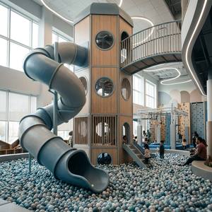 Salle de sport intérieure tout-en-un avec parc de trampolines, parcours ninja et mur d'escalade - <span class=keywords><strong>Série</strong></span> de couleurs Morandi, design modulaire - Product Image 2