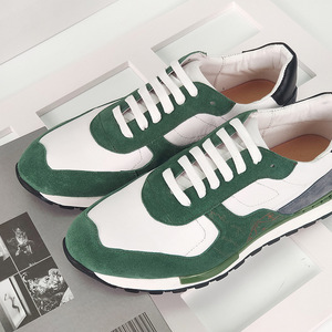 Men Genuine <b>Leather</b> <b>Sneakers</b> White Green Rubber Outsole EVA Midsole Lining Spring Fitness Training Shoes - Product Image 2